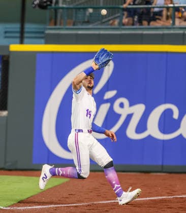 JUNE 12, 2026: Kansas City Royals outfielder Jac Caglianone (14) catches a fly ball against the Houston Astros at Kauffman Stadium in Kansas City, MO. CSM Kansas City United States - ZUMAc04_ 20260613_zma_c04_006 Copyright: xRomanxPunox