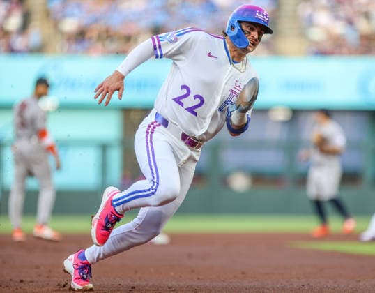 JUNE 12, 2026: Kansas City Royals designated Carter Jensen (22) heads towards third base in the 1st inning against the Houston Astros at Kauffman Stadium in Kansas City, MO. CSM Kansas City United States - ZUMAc04_ 20260613_zma_c04_012 Copyright: xRomanxPunox
