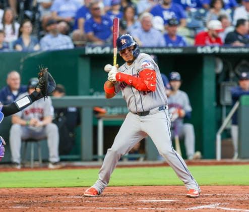 JUNE 12, 2026: Houston Astros infielder Isaac Paredes (15) gets hit by pitch in the 2nd inning against the Kansas City Royals at Kauffman Stadium in Kansas City, MO. CSM Kansas City United States - ZUMAc04_ 20260613_zma_c04_017 Copyright: xRomanxPunox