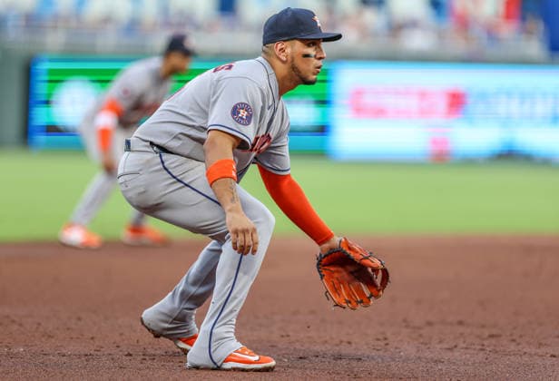 JUNE 12, 2026: Houston Astros infielder Isaac Paredes (15) reacts in the 1st inning against the Kansas City Royals at Kauffman Stadium in Kansas City, MO. CSM Kansas City United States - ZUMAc04_ 20260613_zma_c04_035 Copyright: xRomanxPunox