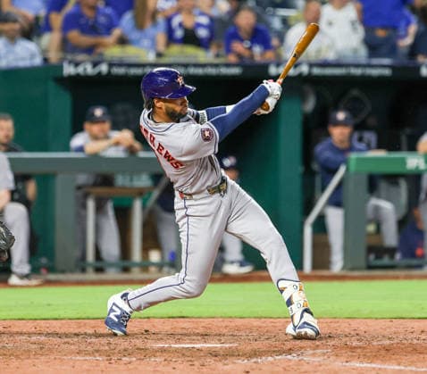 JUNE 12, 2026: Houston Astros pinch hitter Brice Matthews (0) hits a home run in the 9th inning against the Kansas City Royals at Kauffman Stadium in Kansas City, MO. CSM Kansas City United States - ZUMAc04_ 20260613_zma_c04_045 Copyright: xRomanxPunox
