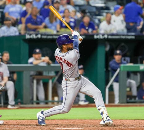 JUNE 12, 2026: Houston Astros pinch hitter Brice Matthews (0) hits a home run in the 9th inning against the Kansas City Royals at Kauffman Stadium in Kansas City, MO. CSM Kansas City United States - ZUMAc04_ 20260613_zma_c04_048 Copyright: xRomanxPunox