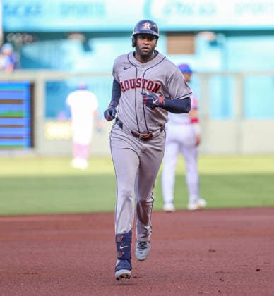 JUNE 12, 2026: Houston Astros designated hitter Yordan Alvarez (44) heads towards third base after hitting a home run against the Kansas City Royals at Kauffman Stadium in Kansas City, MO. CSM Kansas City United States - ZUMAc04_ 20260613_zma_c04_076 Copyright: xRomanxPunox