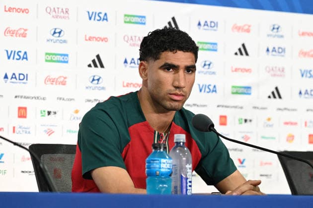 SOCCER - FIFA World Cup, WM, Weltmeisterschaft, Fussball - Morocco national team, Nationalteam - press conference, PK, Pressekonferenz Photo by IPA ABACAPRESS.COM85632444 - Achraf Hakimi (Morocco) press conference during the Morocco Team press conference following the FIFA World Cup match in East Rutherford, New Jersey, USA, on June 12, 2026 East Rutherford, New Jersey  Copyright: xIPAxSport ABACAx