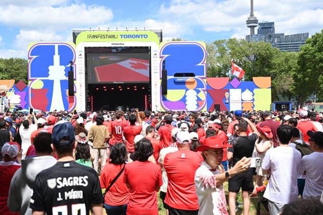June 12, 2026, Toronto, On, Canada: Fans react during Canada s World Cup match against Bosnia and Herzegovina at FIFA Fan Fest in Toronto, on Friday, June 12, 2026. Canada News - June 12, 2026  - ZUMAc35_ 20260612_zaf_c35_439 Copyright: xJonxBlackerx