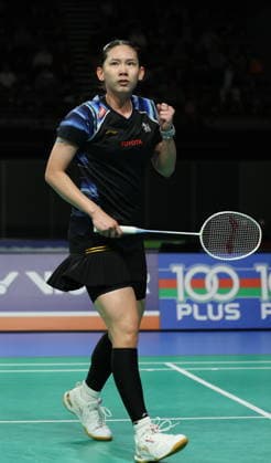 (260613) -- SYDNEY, June 13, 2026 -- Chochuwong Pornpawee celebrates a score during the women s singles semifinal match between Okuhara Nozomi of Japan and Pornpawee Chochuwong of Thailand at the Australian Badminton Open 2026 in Sydney, Australia, June 13, 2026. ) (SP)AUSTRALIA-SYDNEY-BADMINTON-AUSTRALIAN OPEN-WOMEN S SINGLES GongxBing 