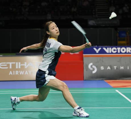 (260613) -- SYDNEY, June 13, 2026 -- Okuhara Nozomi hits a return during the women s singles semifinal match between Okuhara Nozomi of Japan and Pornpawee Chochuwong of Thailand at the Australian Badminton Open 2026 in Sydney, Australia, June 13, 2026. ) (SP)AUSTRALIA-SYDNEY-BADMINTON-AUSTRALIAN OPEN-WOMEN S SINGLES GongxBing 
