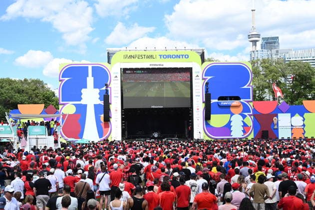 June 12, 2026, Toronto, On, Canada: Fans watch Canada s World Cup match against Bosnia and Herzegovina at FIFA Fan Fest in Toronto, on Friday, June 12, 2026. Canada News - June 12, 2026  - ZUMAc35_ 20260612_zaf_c35_448 Copyright: xJonxBlackerx