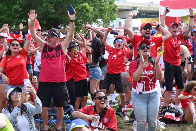 June 12, 2026, Toronto, On, Canada: Fans react during the Canada vs Bosnia and Herzegovina group B World Cup match at FIFA Fan Fest in Toronto, on Friday, June 12, 2026. Canada News - June 12, 2026  - ZUMAc35_ 20260612_zaf_c35_455 Copyright: xJonxBlackerx