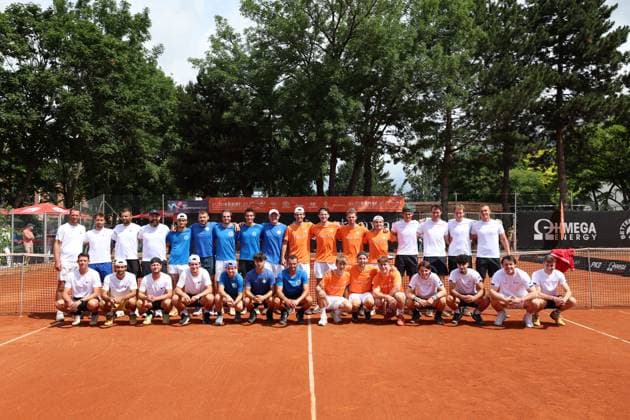 13.June. 2026 – TENNIS – Vienna Tennis Association (WTV) Final Four WTV Final Four Players Official Pre-Tournament Portrait in Vienna and Dominic Thiem (AUT), Oleksii Krutykh (UKR), Josip Simundza (CRO), Noel Ladwig (GER), Manuel Lazic (AUT), Marcel Jelinek (AUT), Moritz Thiem (AUT) VIENNA Better Tennis Center Alt Erlaa ,Vienna Vienna Better Tennis Center Alt Erlaa AUSTRIA