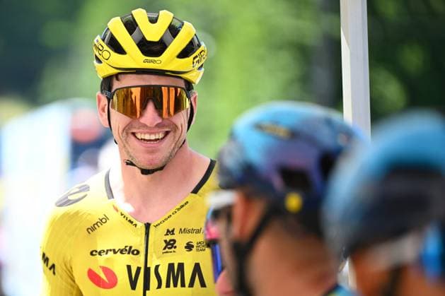 Tour Auvergne - Rhone-Alpes 2026 Stage 7 GRAND COLOMBIER, FRANCE - JUNE 13 : Affini Edoardo (ITA) of Team Visma Lease a Bike during stage 7 of the 78th edition of Tour Auvergne - Rhone-Alpes an UCI World Tour 2.UWT cycling road race stage for Men Elite of 133.6 km with start in La Bridoire and finish in Grand Colombier on June 13, 2026 in Grand Colombier, France, 13 06 2026 ( Motordriver Guy De Vuyst - Grand Colombier France  Copyright: xVincentxKalutx