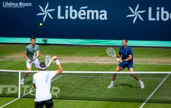 DEN BOSCH - Sander Arends and David Pel during the ATP, Tennis Herren doubles final match against Zizou Bergs (BEL) and Arthur Rinderknech (FRA) at the 2026 LibÃ ma Open. The combined ATP WTA, Tennis Damen tournament is being held on the event grounds of the former Autotron car theme park. IRIS VAN DEN BROEK ANP xVIxANPxSportx xxANPxIVx 560888417 originalFilename: 560888417.jpg