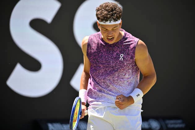 Ben Shelton (USA) Jubel, Freude, Emotion, emotional, jubelt, Glueck, gluecklich, Tennis Herren BOSS Open ATP, Tennis Herren 250 Stuttgart 2026 Weissenhof BOSS Open ATP 250 Stuttgart 2026