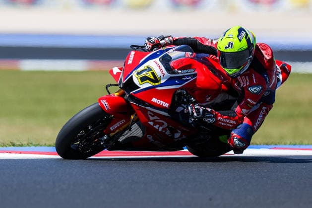 FIM SBK Superbike World Championship, WM, Weltmeisterschaft Pirelli Emilia-Romagna Round 7 - Superpole - Misano Adriatico 13 06 2026 Ryan Vickers of Honda HRC with Honda CBR1000RR-R SP seen during FIM SBK Superbike World Championship Pirelli Emilia-Romagna Round 7 - Superpole at Misano World Circuit Marco Simoncelli in Misano Adriatico, Italy