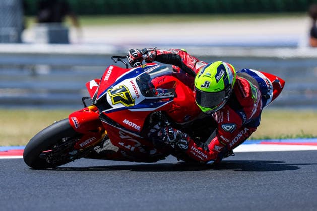 FIM SBK Superbike World Championship, WM, Weltmeisterschaft Pirelli Emilia-Romagna Round 7 - Superpole - Misano Adriatico 13 06 2026 Ryan Vickers of Honda HRC with Honda CBR1000RR-R SP seen during FIM SBK Superbike World Championship Pirelli Emilia-Romagna Round 7 - Superpole at Misano World Circuit Marco Simoncelli in Misano Adriatico, Italy