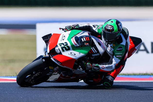 FIM SBK Superbike World Championship, WM, Weltmeisterschaft Pirelli Emilia-Romagna Round 7 - Superpole - Misano Adriatico 13 06 2026 Alex Lowes of Bimota by Kawasaki Racing Team with Bimota KB998 Rimini seen during FIM SBK Superbike World Championship Pirelli Emilia-Romagna Round 7 - Superpole at Misano World Circuit Marco Simoncelli in Misano Adriatico, Italy
