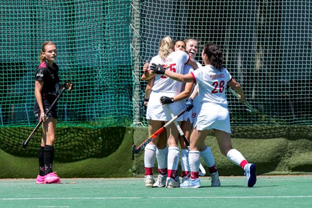 Spielerinnen vom TSV Mannheim Hockey, jubeln über das Tor zum 1:0, Jubel, Torjubel, Torerfolg, celebrate the goal, goal, celebration, jubelt ueber das Tor, Freuen, Freude, freut sich, optimistisch, positiv, Spielszene, Highlight, Action, Aktion, 13.06.2026, Mannheim (Deutschland), Hockey, 2. Bundesliga, Gruppe Süd, Damen, TSV Mannheim - HC Ludwigsburg