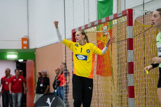 U20 Frauen-Nationalmannschaft Deutschland (GER) vs. U20 Frauen-Nationalmannschaft Spanien (SPA), Handball, Vier-Nationenturnier, 13.6.2026, Saision 2025 2026, Hannover Lena Lindemann (Deutschland U20 Frauen, 16, spielt bei Bergischer HC) jubelt nach einem Tor Hannover Sporthalle IGS Badenstedt Deutschland