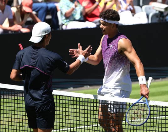 13.06.2026, Boss Open 2026, ATP, Tennis Herren Tour 250 Stuttgart, TTC Weissenhof, Tennis, im Bild: Ben Shelton (USA) gewinnt vs Sho Shimabukuro (JPN)