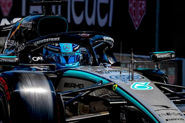 BARCELONA - Formula 1 driver George Russell of Mercedes AMG-Petronas Formula One Team during the Formula 1 Spain-Catalonia at the Circuit de Barcelona-Catalunya on June 13, 2026 in Barcelona, Spain. (Photo by DeFodi Images) -
