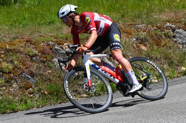 Tour Auvergne - Rhone-Alpes 2026 Stage 7 GRAND COLOMBIER, FRANCE - JUNE 13 : Skjelmose Mattias (DEN) of Lidl Trek during stage 7 of the 78th edition of Tour Auvergne - Rhone-Alpes an UCI World Tour 2.UWT cycling road race stage for Men Elite of 133.6 km with start in La Bridoire and finish in Grand Colombier on June 13, 2026 in Grand Colombier, France, 13 06 2026 ( Motordriver Guy De Vuyst - Grand Colombier France  Copyright: xVincentxKalutx