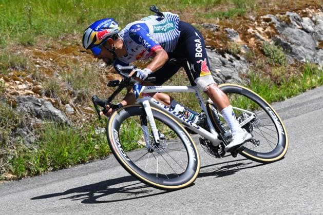 Tour Auvergne - Rhone-Alpes 2026 Stage 7 GRAND COLOMBIER, FRANCE - JUNE 13 : Martinez Daniel Felipe (COL) of Red Bull - BORA - Hansgrohe during stage 7 of the 78th edition of Tour Auvergne - Rhone-Alpes an UCI World Tour 2.UWT cycling road race stage for Men Elite of 133.6 km with start in La Bridoire and finish in Grand Colombier on June 13, 2026 in Grand Colombier, France, 13 06 2026 ( Motordriver Guy De Vuyst - Grand Colombier France  Copyright: xVincentxKalutx