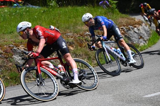Tour Auvergne - Rhone-Alpes 2026 Stage 7 GRAND COLOMBIER, FRANCE - JUNE 13 : Veistroffer Baptiste (FRA) of Lotto Intermarche during stage 7 of the 78th edition of Tour Auvergne - Rhone-Alpes an UCI World Tour 2.UWT cycling road race stage for Men Elite of 133.6 km with start in La Bridoire and finish in Grand Colombier on June 13, 2026 in Grand Colombier, France, 13 06 2026 ( Motordriver Guy De Vuyst - Grand Colombier France  Copyright: xVincentxKalutx