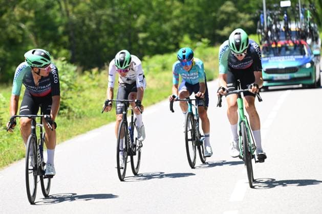 Tour Auvergne - Rhone-Alpes 2026 Stage 7 GRAND COLOMBIER, FRANCE - JUNE 13 : Seixas Paul (FRA) of Decathlon CMA CGM Team during stage 7 of the 78th edition of Tour Auvergne - Rhone-Alpes an UCI World Tour 2.UWT cycling road race stage for Men Elite of 133.6 km with start in La Bridoire and finish in Grand Colombier on June 13, 2026 in Grand Colombier, France, 13 06 2026 ( Motordriver Guy De Vuyst - Grand Colombier France  Copyright: xVincentxKalutx