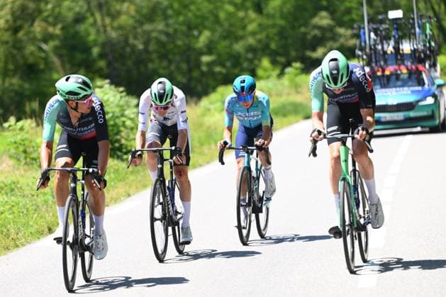 Tour Auvergne - Rhone-Alpes 2026 Stage 7 GRAND COLOMBIER, FRANCE - JUNE 13 : Seixas Paul (FRA) of Decathlon CMA CGM Team during stage 7 of the 78th edition of Tour Auvergne - Rhone-Alpes an UCI World Tour 2.UWT cycling road race stage for Men Elite of 133.6 km with start in La Bridoire and finish in Grand Colombier on June 13, 2026 in Grand Colombier, France, 13 06 2026 ( Motordriver Guy De Vuyst - Grand Colombier France  Copyright: xVincentxKalutx