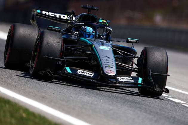 George Russell of Great Britain and Mercedes AMG Petronas F1 Team , Qualifying, F1 Grand Prix of Barcelona-Catalunya, am 13. June 2026 in Barcelona, Spain. (Foto von Diogo Cardoso DeFodi Images) George Russell of Great Britain and Mercedes AMG Petronas F1 Team , Qualifying, F1 Grand Prix of Barcelona-Catalunya, Circuit de Barcelona-Catalunya on June 13, 2026 in Barcelona, Spain. (Photo by Diogo Cardoso DeFodi Images) -