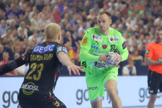 13.06.2026, xtgx, Handball, EHF Champions League Halbfinale, SC Magdeburg - Füchse Berlin v.l. Mathias Gidsel (Berlin, 19) Koeln