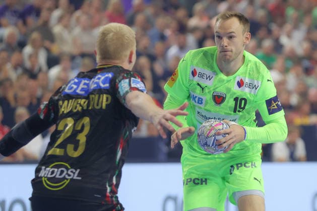 13.06.2026, xtgx, Handball, EHF Champions League Halbfinale, SC Magdeburg - Füchse Berlin v.l. Mathias Gidsel (Berlin, 19) Koeln