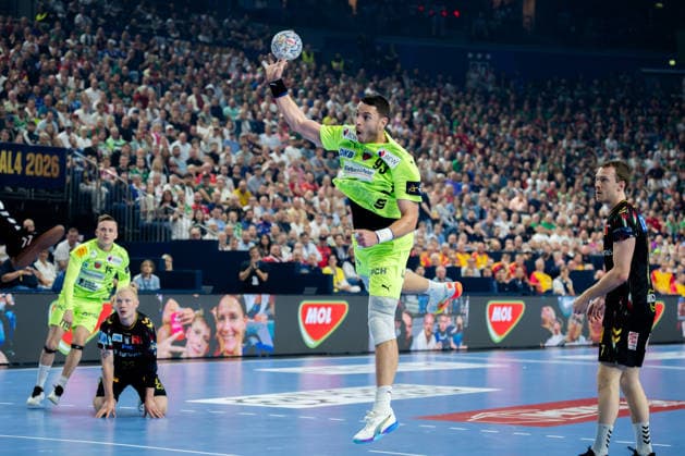 Köln, 12.05.2026, Handball, Herren, EHF Champions League Men 2025 26, Halbfinale, SC Magedeburg - Füchse Berlin Mijajlo Marsenic (Füchse Berlin, 93) beim Torwurf