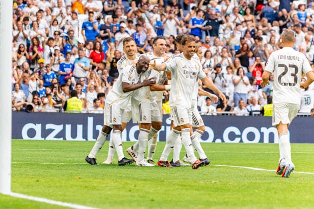 ESP: Corazon Classic Match 2026 Real Madrid Leyendasv Inter Legends Pepe scores goal to Real Madrid and celebrating during Corazon Classic Match 2026 between Real Madrid Leyendas v Inter Legends played at Santiago Bernabeu Stadium, Madrid on June 13, 2026 in Spain; Madrid Spain Futbol