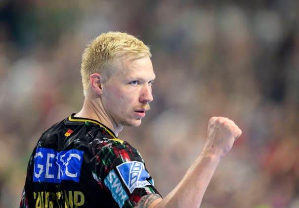 Jubel Magnus SAUGSTRUP (SCM) , Halbfinale SC Magdeburg (MD) vs Füchse Berlin, am 13.06.2026 Männer Handball EHF Champions League Final4 2026, vom 13.06. - 14.06.2026 in Köln Deutschland. Lanxess Arena