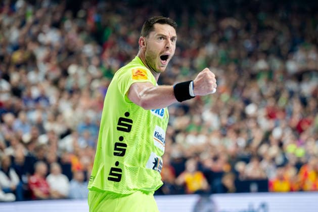 Köln, 12.05.2026, Handball, Herren, EHF Champions League Men 2025 26, Halbfinale, SC Magedeburg - Füchse Berlin Mijajlo Marsenic (Füchse Berlin, 93) jubelt
