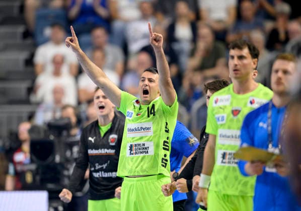 Jubel Aitor Arino (B). Halbfinale SC Magdeburg (MD) vs Füchse Berlin, am 13.06.2026 Männer Handball EHF Champions League Final4 2026, vom 13.06. - 14.06.2026 in Köln Deutschland. Lanxess Arena