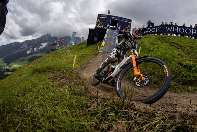 Whoop UCI Mountainbike World Series Leogang Downhill GOLDSTONE Jackson SANTA CRUZ SYNDICATEat Whoop UCI Mountainbike World Series Leogang Downhill, 13.06.2026,in Leogang,AUT Foto: Sebastian Sternemann