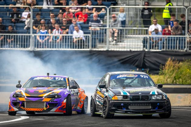 REPRO FREE *PRESS RELEASE NO REPRODUCTION FEE* EDITORIAL USE ONLY Red Bull Drift Pursuit, Mondello Park 13 6 2026 Four Irish drivers earned their shot on the pro stage of Red Bull Drift Masters at Mondello Park on Saturday, after standout performances in Red Bull Drift Pursuit. Ireland™s top amateur drifters secured coveted wildcard entries into Red Bull Drift Masters qualifying, lining up alongside some of the Ä™s biggest names for a chance to prove themselves at the highest level. Pictured in action during Red Bull Drift Pursuit at Mondello Park is third placed Jakub Krzyszczak from Waterford with winner Alex Butler from Dublin¨ Third placed Jakub Krzyszczak from Waterford with winner Alex Butler from Dublin 13 6 2026  Copyright: x INPHO RedxBullxContentxPool MorganxTreacyx 0U6A0910