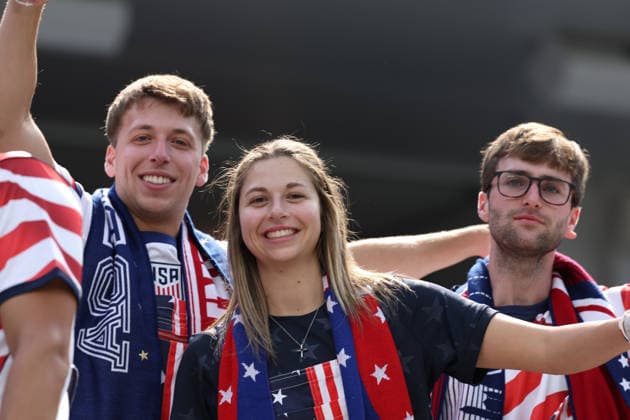 USA v Paraquay FIFA World Cup, WM, Weltmeisterschaft, Fussball 2026, 12 June 2026 USA v Paraguay- World Cup - June 12: Young USA fans in the stadium (Photo by Darren Campbell Sportpix SIPA USA) Los Angles SoFii Staduim Calififorna Usa Copyright: x(PhotoxbyxDarrenxCampbell Sportpx