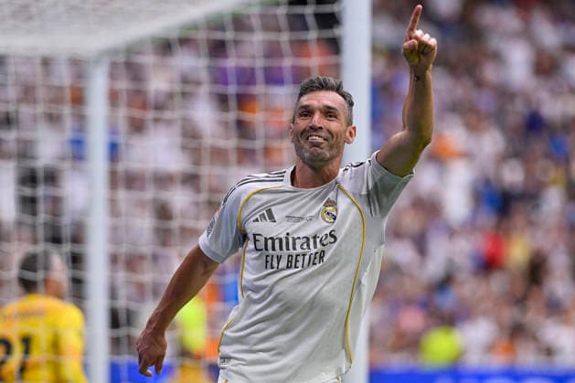 June 13, 2026, Madrid, Madrid, Spain: DAVID BARRAL celebrates a goal during the match for the 13th edition of the 2026 Corazon Classic Match, titled Ã¢â‚¬oeA Match with the Spirit of Childhood,Ã¢â‚¬Â between Real Madrid C.F. Legends and Inter Legends, played at the Bernabo u Stadium on June 13, 2026, in Madrid, Spain. Madrid Spain - ZUMAc312 20260613_zsp_c312_139 Copyright: xOscarxManuelxSanchezx