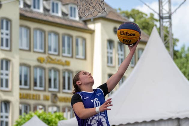 Marianna Byvatov (Team Xanten, 76) geht zum Korb. Innside 3x3 Circus, Basketball, Gruppenphase, D.Sports, 13.06.2026 Innside 3x3 Circus, Basketball, Gruppenphase, D.Sports, 13.06.2026 Duesseldorf