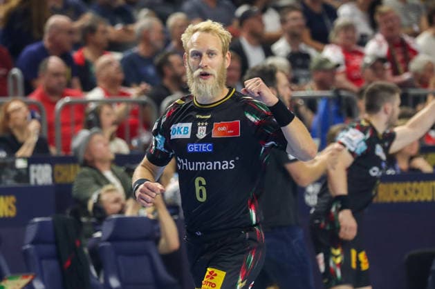 13.06.2026, xgox, Handball - EHF Champions League Halbfinale SC Magdeburg - Füchse Berlin v.l. Matthias Musche (Magdeburg, 6) Jubel, Torjubel, jubelt ueber das Tor, celebrate the goal, celebration Köln