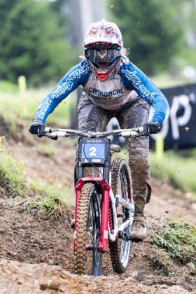 MOUNTAINBIKE - UCI MTB World Series LEOGANG,AUSTRIA,13.JUN.26 - CYCLING, MOUNTAIN BIKE - UCI Mountainbike World Cup, downhill. Image shows Lisa Baumann (SUI).  GEPAxpictures xJulioxArellano