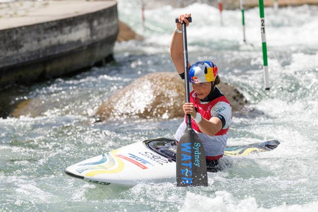 Jessica Fox (AUS) bei ICF CANOE SLALOM WORLD CUP, Kanusport, Frauen, Canadier, 2026, am 13.06.2026 in Augsburg, Eiskanal. Bayern Deutschland