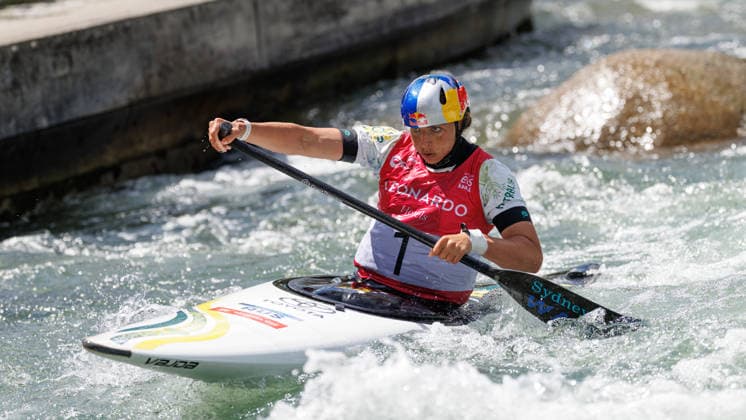 Jessica Fox (AUS) bei ICF CANOE SLALOM WORLD CUP, Kanusport, Frauen, Canadier, 2026, am 13.06.2026 in Augsburg, Eiskanal. Bayern Deutschland