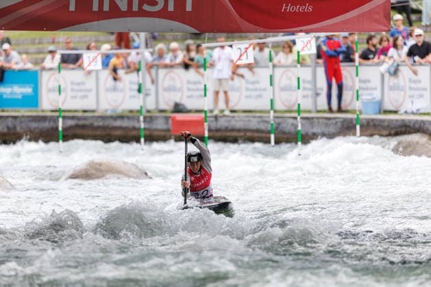 Nuria Vilarrubla (ESP) bei ICF CANOE SLALOM WORLD CUP, Kanusport, Frauen, Canadier, 2026, am 13.06.2026 in Augsburg, Eiskanal. Bayern Deutschland