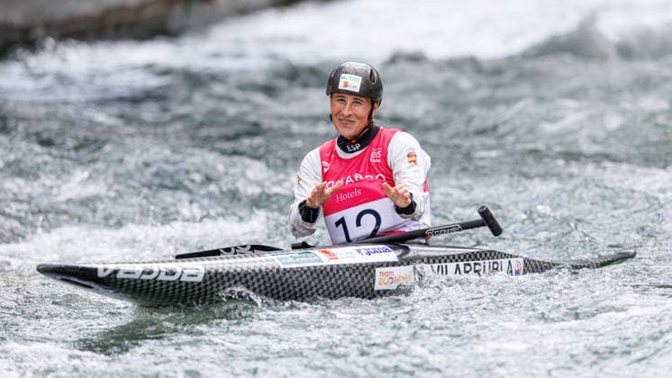Nuria Vilarrubla (ESP) bei ICF CANOE SLALOM WORLD CUP, Kanusport, Frauen, Canadier, 2026, am 13.06.2026 in Augsburg, Eiskanal. Bayern Deutschland