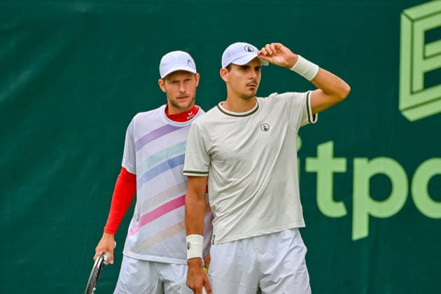 Neil Oberleitner (Oesterreich) und Petr Nouza (Tschechien) im Doppel TERRA WORTMANN Open 2026, Tennis, ATP, Tennis Herren 500, Turnier, Qualifikation, 13.06.2026, TERRA WORTMANN Open 2026, Tennis, ATP 500, Turnier, Qualifikation, 13.06.2026 Halle