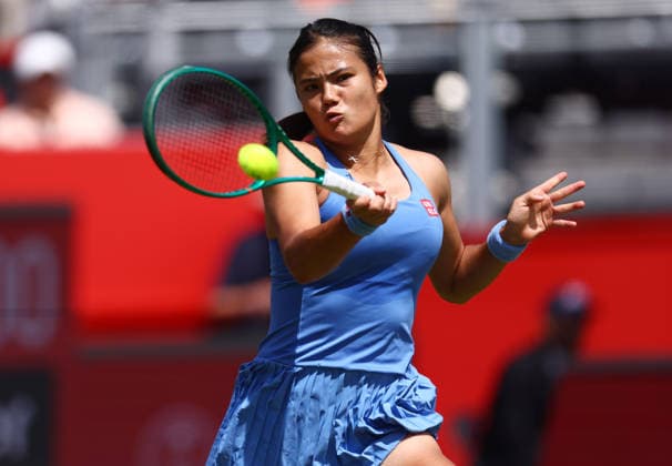 2026 HSBC Tennis Championships, Queens Club, London, UK - 13 06 2026 Emma Raducanu (GBR) in action during her Quarter Final match against Kamilla Rakhimova in the 2026 HSBC Championship at Queens, London London Queens Club London GBR Copyright: xMarkxGreenwoodx